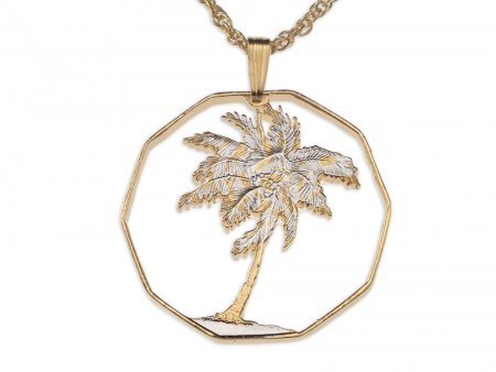 Palm Tree Pendant & Necklace, Philippines Coin Jewelry,  Hand Cut Coins, Tropical Jewelry, Palm Tree Jewelry ( #R 250 )