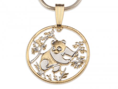 Panda Bear Pendant & Necklace, Chinese Coin Hand Cut, ( # K364 )