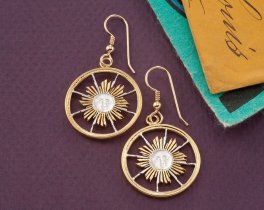 Peruvian Coin Jewelry, Sun Face Earrings, Astrological Jewelry, Mystical Jewelry, Earrings, Coin Jewelry, (# 253E)
