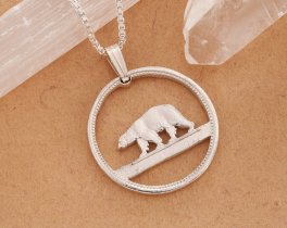 Polar Bear Pendant, Polar Bear Necklace, Polar Near Jewelry, Necklaces For Woman, Cut Coin Jewelry, Necklace Man, Coin Jewelry, ( #X 150S )