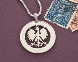 Polish Eagle Pendant, Silver Eagle, 1' in diameter, ( #X 431S )