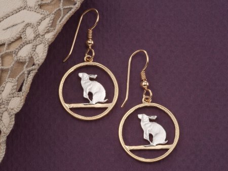 Rabbit Earrings, Snowshoe Rabbit Earrings, Canada Coin Jewelry, Wildlife Earrings, Wildlife Jewelry,  ( # 50E )