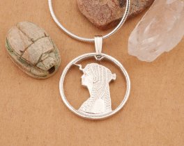 Silver Cleopatra Pendant, Silver Cleopatra Jewelry, Egyptian Jewelry, Cleopatra Pendant, Egyptian Pendant,  ( #K 887s )