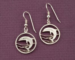 Silver Dolphin Earrings, Dolphin Earrings, Dolphin Jewelry, Silver Sea Life Earrings, Sea Life Jewelry, ( #505BES )