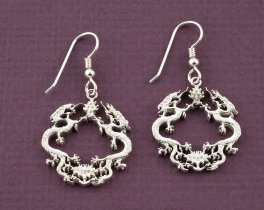 Silver Dragon Earrings, Dragon Earrings, Dragon Jewelry, Silver Dragon Jewelry, Mythical Earrings, Mythical Jewelry, Earrings, ( # 568BES )