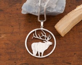 Silver Elk Pendant, Sterling Silver Elk Pendant, Elk Pendant, Wild Life Jewelry, Hunters Gift Ideas, ( #X 915S )