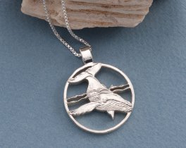 Silver Humpback Whale Pendant and Necklace, Sterling Silver Humpback Whale Jewelry, Silver Sea Life Jewelry,1 1/8" diameter, ( #X 640S )