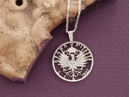 Silver Italian Eagle Pendant and Necklace, Hand cut Italy one lira coin pendant, Silver Italian Coin Jewelry, 1" diameter, ( #X 196S )