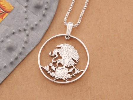 Silver Mexican Eagle Pendant, 50 centavos hand cut coin, 7/8" in diameter ( #X 435S )