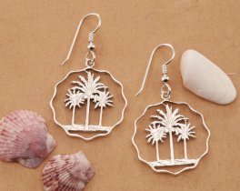 Silver Palm Tree Earrings, Palm Tree Earrings, Palm Tree Jewelry, Tropical Earrings, Silver Tropical Jewelry, Gifts , ( # 433ES )
