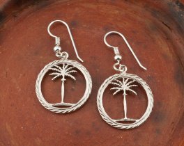 Silver Palm Tree Earrings, Palm Tree earrings, Tropical Jewelry, Tropical Earrings, Silver Jewelry, Palm Tree Jewelry, ( # 859ES )