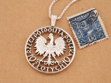 Silver Polish Eagle Pendant, Polish Eagle Jewelry, Polish Coin Jewelry, Polish Eagle , Polish Gifts,  ( #X 748S )