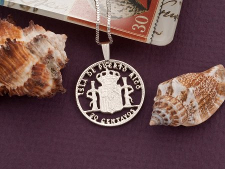 Silver Puerto Rican Pendant, Puerto Rican Coin Jewelry, Puerto Rican Jewelry, Puerto Rican Gifts, World Coin Jewelry,  ( #X 591S )