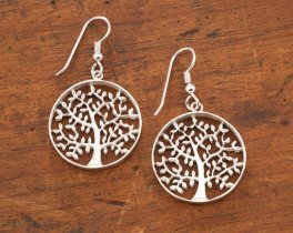 Silver Tree Of Life Earrings, Tree Of Life Jewelry, Tree Of Life Gifts, Sterling Silver Tree Of Life Earrings,  ( # 912ES )