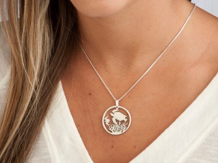 Silver Turtle pendant and necklace, Hand cut Costa Rican Turtle Coin pendant , Silver Sea Life Jewelry, 1 1/8" in diameter, ( #X 400S )