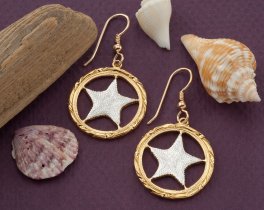 Starfish Earrings, Starfish Jewelry, Bahamas Coin Jewelry, Sea life Jewelry, Tropical Jewelry, Tropical Earrings, Bahamas Earrings, (# 923E)