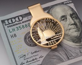 Statue Of Liberty Money Clip, United States Coin Jewelry, Coin Money Clips, Statue Of Liberty Gifts, 1 1/2" long, ( # SLWM )