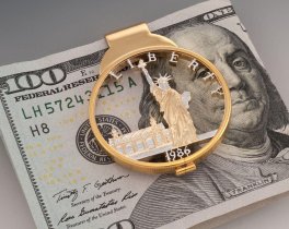 Statue of Liberty Money Clip, United States Ellis Island Dollar Money Clip, Coin Money Clips, 1 1/2" in Diameter, ( # EIWM )