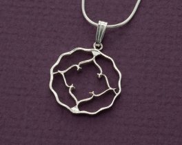 Sterling Silver British Coin, Hand cut British India one anna Coin, Sterling Silver Pendant, 7/8" in diameter, ( #K 829S )