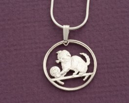 Sterling Silver Cat Pendant, Sterling Silver Cat jewelry, Cat Jewelry, Scottish Fold Cat Jewelry, 3/4" diameter, ( #K 710S )