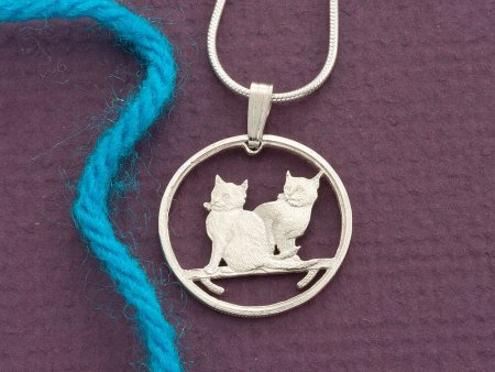 Sterling Silver Cat Pendant, Sterling Silver Cat Jewelry, Silver Cat Jewelry, Cat Jewelry, 3/4" diameter ( #K 785S )