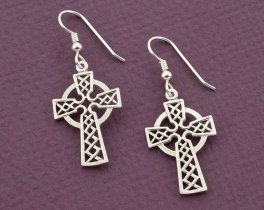 Sterling Silver Celtic Cross Earrings , Silver Celtic Cross Earrings, Celtic Cross Jewelry, 1" long , ( # 819ES )