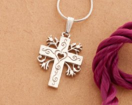 Sterling Silver Cross pendant, Silver Cross Pendant, Sterling Silver Religious Jewelry, Silver Religious Gifts, 1" long, ( #K 875BS )