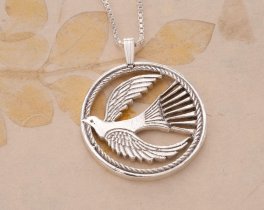 Sterling Silver Dove Of Peace Pendant, Hand cut medallion, 1 1/8" in Diameter, ( # X760S )