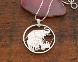 Sterling Silver Elephant Pendant, Silver Elephant Jewelry, Elephant Jewelry, African Wild Life Jewelry, 1 1/8" diameter, ( #X 895S )