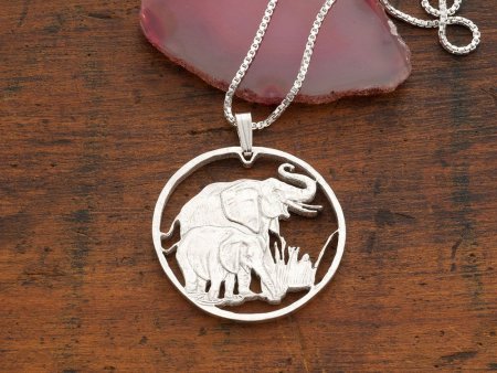 Sterling Silver Elephant Pendant, Silver Elephant Jewelry, Elephant Jewelry, African Wild Life Jewelry, 1 1/8" diameter, ( #X 895S )