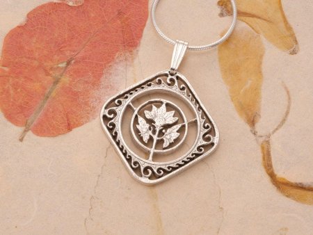 Sterling Silver Flower Pendant, Caribbean Hibiscus hand cut coin, St Martin 50 cent coin, 7/8" in Diameter, ( #K 234S )