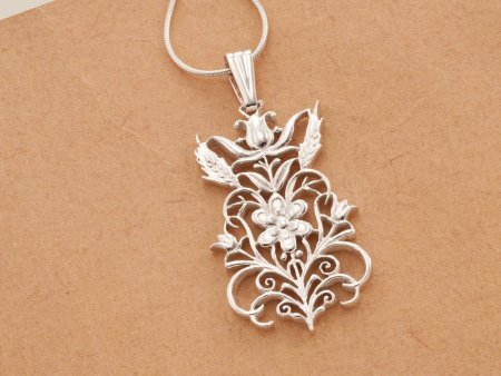 Sterling Silver Flower Pendant, Silver Flower Jewelry, Sterling Pendants, 1 1/2" long, ( #K 612S )