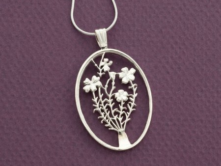 Sterling Silver Flower Pendant, Sterling Silver Flower Jewelry, Hand Cut Flower Coin Pendant, Floral Jewelry, 1 3/8" in Diameter (#K 808S )