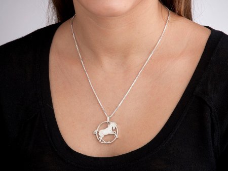 Sterling Silver Horse Pendant, Hand cut Isle Of Man Horse Coin, 1 1/8" diameter, ( #X 781S )