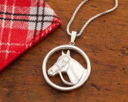 Sterling Silver Horse Pendant, Hand cut medallion, 1" in Diameter, ( #K 693S )