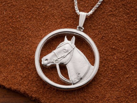 Sterling Silver Horse Pendant, Hand cut medallion, 1" in Diameter, ( #K 693S )