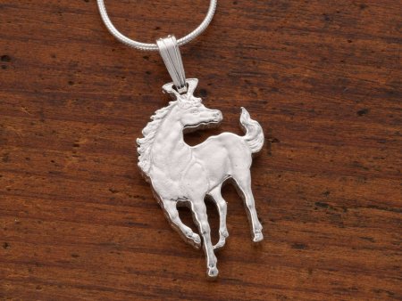 Sterling Silver Horse Pendant , Hand Cut Silver Horse Coin Pendant, Sterling Silver Horse Jewelry, 7/8" in Diameter, ( #X 645BS )