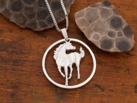 Sterling Silver Horse Pendant, Hand Cut Sterling Silver Horse Coin, Silver Equestrian Jewelry, ( #X 645S )