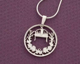 Sterling Silver Hungarian Pendant, hand cut Hungarian St. Stevens Coin, Hungarian Coin Jewelry, 7/8" in diameter, ( #K 157S )