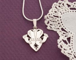 Sterling Silver Irish Claddagh Pendant, Silver Irish Claddagh Jewelry, Silver Irish Jewelry, Irish Claddagh, 3/4" diameter, ( #K 835CS )