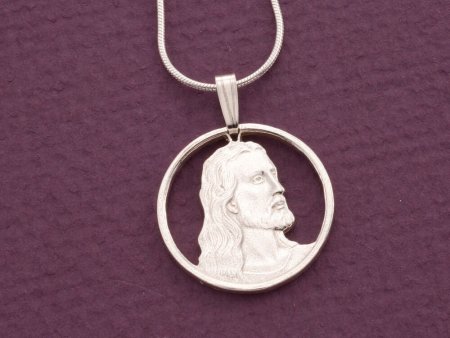 Sterling Silver Jesus pendant and  necklace, Jesus pendant, Sterling Silver Religious jewelry, 3/4" diameter, ( #K 526S )
