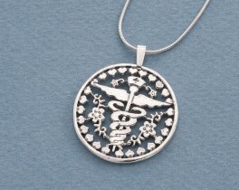 Sterling Silver Nurses Emblem Pendant, Hand cut Nurses emblem medallion, Sterling Silver Nurses Pendant, 1 1/8" in diameter, ( #K 761S )