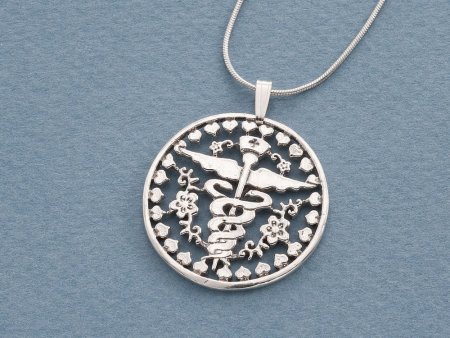 Sterling Silver Nurses Emblem Pendant, Hand cut Nurses emblem medallion, Sterling Silver Nurses Pendant, 1 1/8" in diameter, ( #K 761S )