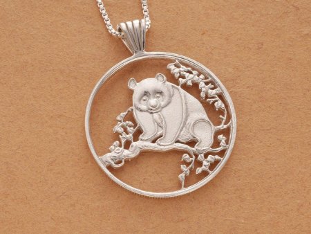 Sterling Silver Panda Bear Pendant, Silver Panda Jewelry, Panda Bear Jewelry, Chinese Panda Jewelry, 1 1/4" in Diameter, ( #X 812S )
