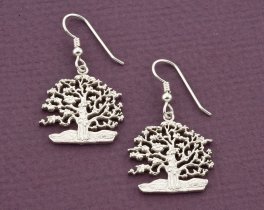 Sterling Silver Tree Of Life Earrings, Tree Of Life Jewelry, Silver Tree Of Life Jewelry, 1" diameter, ( # 646BES )