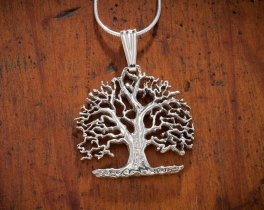 Sterling Silver Tree Of Life Pendant, Hand Cut Sterling Silver Tree Of Life, 1 1/4" in Diameter, ( #K 874BS )