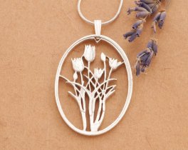 Sterling Silver Tulip Pendant, Sterling Silver Flower Jewelry, Tulip Jewelry,  Silver Tulip Pendant, 1 3/8" long, ( # K795s )