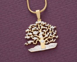 Tree of Life Pendant & Necklace, Hand Cut South Pacific Coin, Tree Of Life Jewelry, Oak Tree Necklace, ( #K 646B )