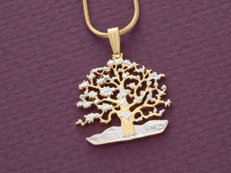 Tree of Life Pendant & Necklace, Hand Cut South Pacific Coin, Tree Of Life Jewelry, Oak Tree Necklace, ( #K 646B )
