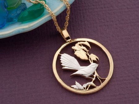 Tropical Bird Pendant, Tropical Bird Jewelry, Bird Jewelry, World Coin Jewelry, 1 1/8" in diameter, ( #R 449D )